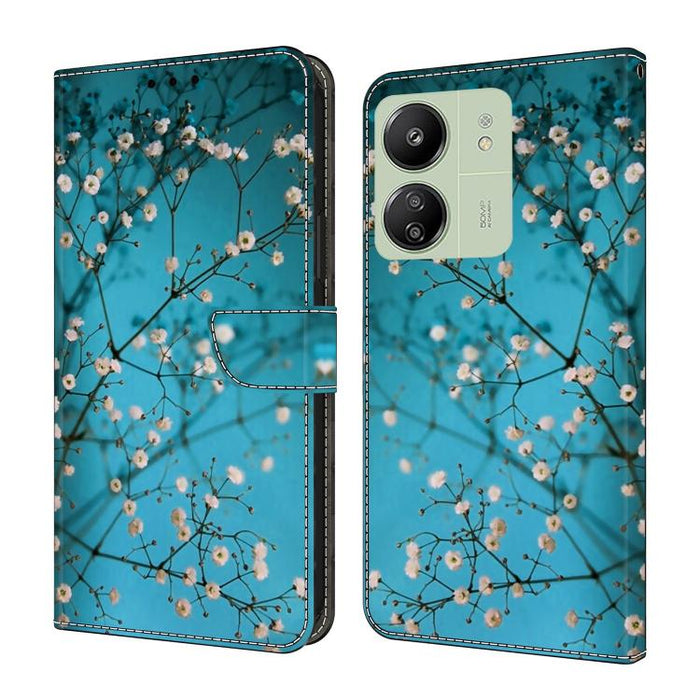 Funda para teléfono de cuero vegano pintado con efecto cristal, For Redmi 14C 4G, For Redmi 13C 4G / 5G, For Redmi K70E / Poco X6 Pro