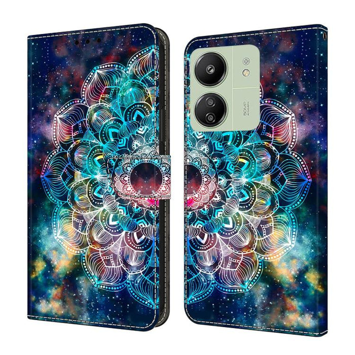 Funda para teléfono de cuero vegano pintado con efecto cristal, For Redmi 14C 4G, For Redmi 13C 4G / 5G, For Redmi K70E / Poco X6 Pro