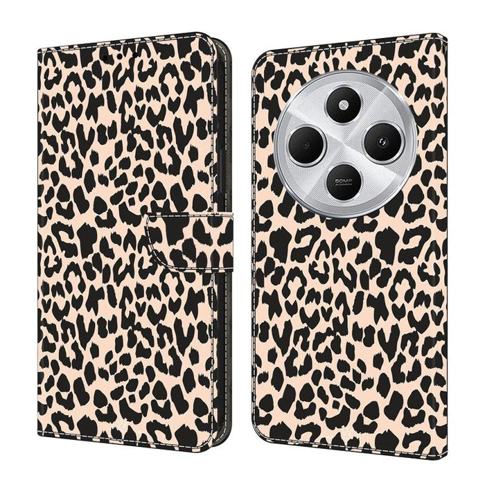 Funda para teléfono de cuero vegano pintado con efecto cristal, For Redmi 14C 4G, For Redmi 13C 4G / 5G, For Redmi K70E / Poco X6 Pro