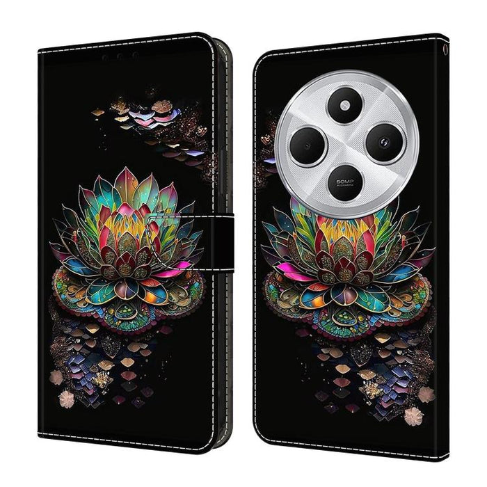 Funda para teléfono de cuero vegano pintado con efecto cristal, For Redmi 14C 4G, For Redmi 13C 4G / 5G, For Redmi K70E / Poco X6 Pro