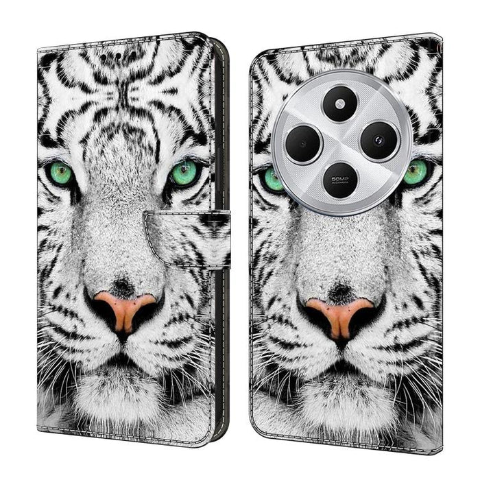 Funda para teléfono de cuero vegano pintado con efecto cristal, For Redmi 14C 4G, For Redmi 13C 4G / 5G, For Redmi K70E / Poco X6 Pro