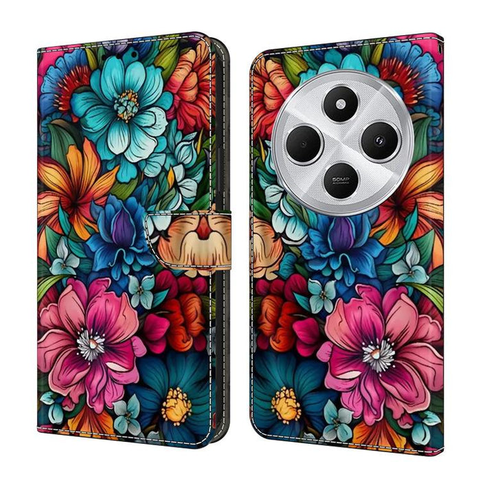 Funda para teléfono de cuero vegano pintado con efecto cristal, For Redmi 14C 4G, For Redmi 13C 4G / 5G, For Redmi K70E / Poco X6 Pro