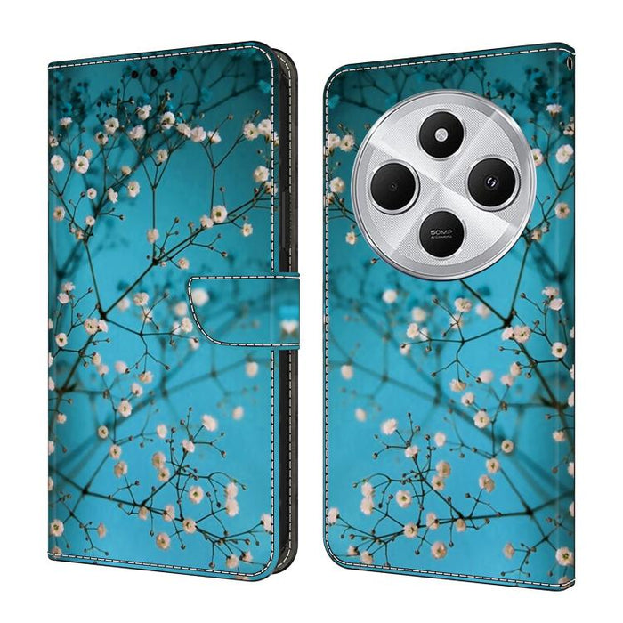 Funda para teléfono de cuero vegano pintado con efecto cristal, For Redmi 14C 4G, For Redmi 13C 4G / 5G, For Redmi K70E / Poco X6 Pro
