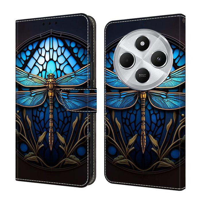 Funda para teléfono de cuero vegano pintado con efecto cristal, For Redmi 14C 4G, For Redmi 13C 4G / 5G, For Redmi K70E / Poco X6 Pro