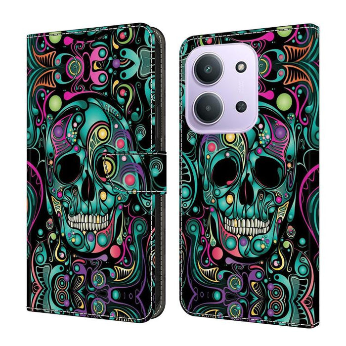 Funda para teléfono de cuero vegano pintado con efecto cristal, For Redmi Note 15 4G / 5G Global 164mm, For Redmi Note 15 Pro 5G Global 163.6mm, For Redmi 15C 5G / 4G EU 173mm / Poco C85 5G, For Redmi 15 5G Global / 15 4G SEA 169.5mm                   ...