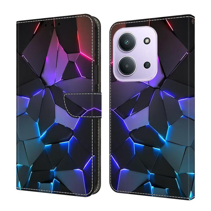 Funda para teléfono de cuero vegano pintado con efecto cristal, For Redmi Note 14 4G 164.84mm, For Redmi Note 14 Pro+ 5G / Poco X7, For Redmi Note 14 Pro 4G, For Redmi Note 14 4G 163.25mm, For Redmi Note 14 5G, For Redmi Note 14 Pro 5G