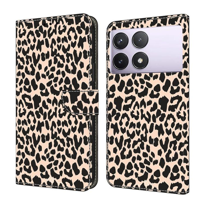 Funda para teléfono de cuero vegano pintado con efecto cristal, For Redmi 14C 4G, For Redmi 13C 4G / 5G, For Redmi K70E / Poco X6 Pro