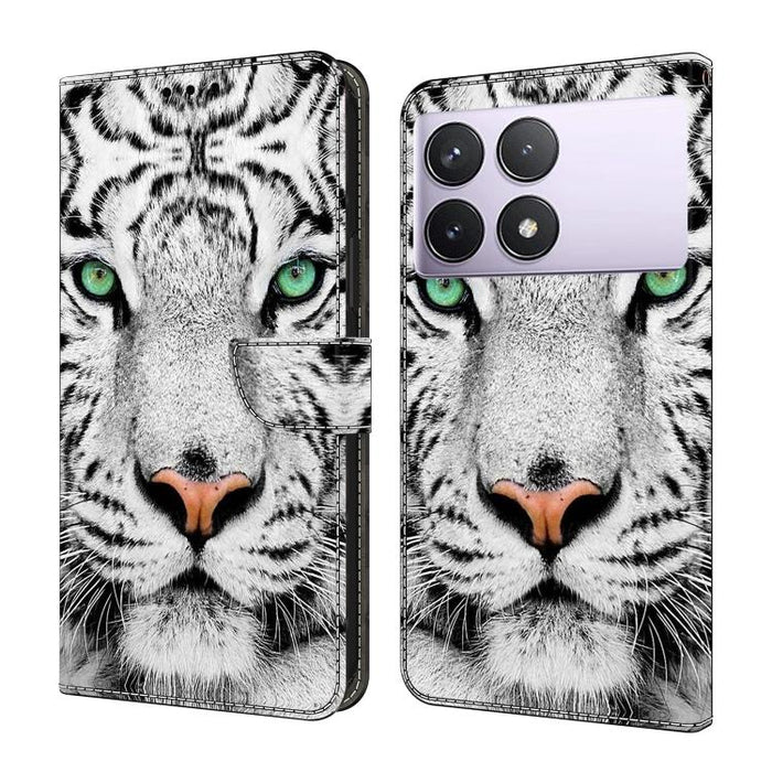 Funda para teléfono de cuero vegano pintado con efecto cristal, For Redmi 14C 4G, For Redmi 13C 4G / 5G, For Redmi K70E / Poco X6 Pro