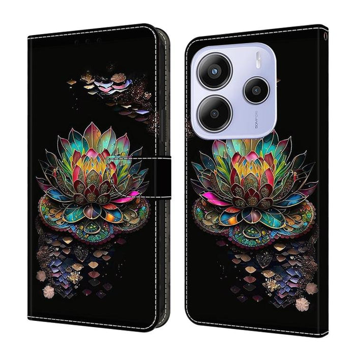 Funda para teléfono de cuero vegano pintado con efecto cristal, For Redmi Note 14 4G 164.84mm, For Redmi Note 14 Pro+ 5G / Poco X7, For Redmi Note 14 Pro 4G, For Redmi Note 14 4G 163.25mm, For Redmi Note 14 5G, For Redmi Note 14 Pro 5G