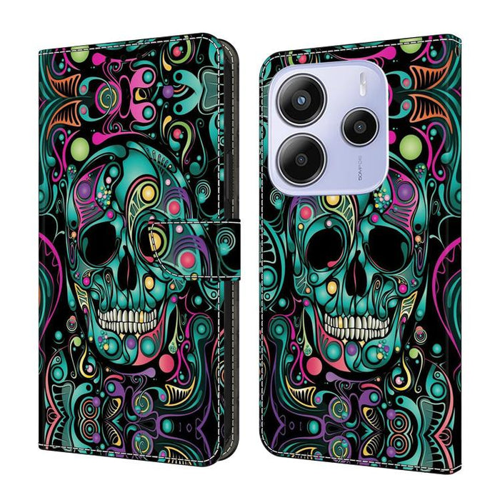 Funda para teléfono de cuero vegano pintado con efecto cristal, For Redmi Note 14 4G 164.84mm, For Redmi Note 14 Pro+ 5G / Poco X7, For Redmi Note 14 Pro 4G, For Redmi Note 14 4G 163.25mm, For Redmi Note 14 5G, For Redmi Note 14 Pro 5G