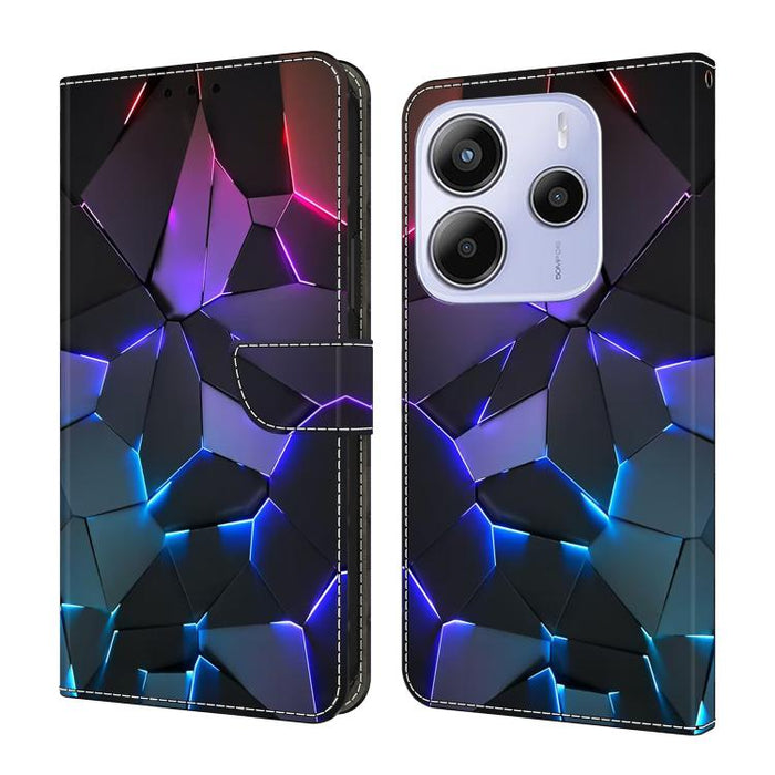 Funda para teléfono de cuero vegano pintado con efecto cristal, For Redmi Note 14 4G 164.84mm, For Redmi Note 14 Pro+ 5G / Poco X7, For Redmi Note 14 Pro 4G, For Redmi Note 14 4G 163.25mm, For Redmi Note 14 5G, For Redmi Note 14 Pro 5G