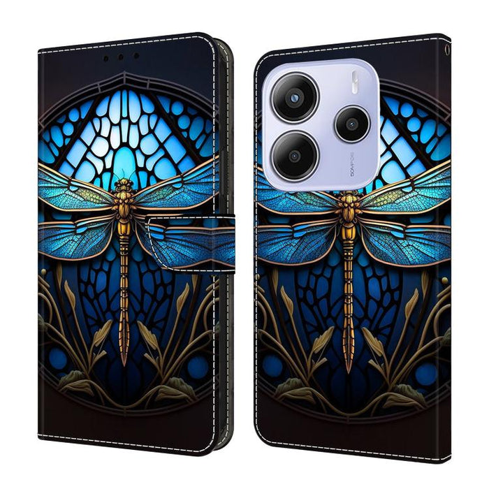 Funda para teléfono de cuero vegano pintado con efecto cristal, For Redmi Note 14 4G 164.84mm, For Redmi Note 14 Pro+ 5G / Poco X7, For Redmi Note 14 Pro 4G, For Redmi Note 14 4G 163.25mm, For Redmi Note 14 5G, For Redmi Note 14 Pro 5G