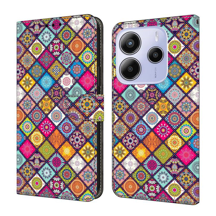 Funda para teléfono de cuero vegano pintado con efecto cristal, For Redmi Note 14 4G 164.84mm, For Redmi Note 14 Pro+ 5G / Poco X7, For Redmi Note 14 Pro 4G, For Redmi Note 14 4G 163.25mm, For Redmi Note 14 5G, For Redmi Note 14 Pro 5G