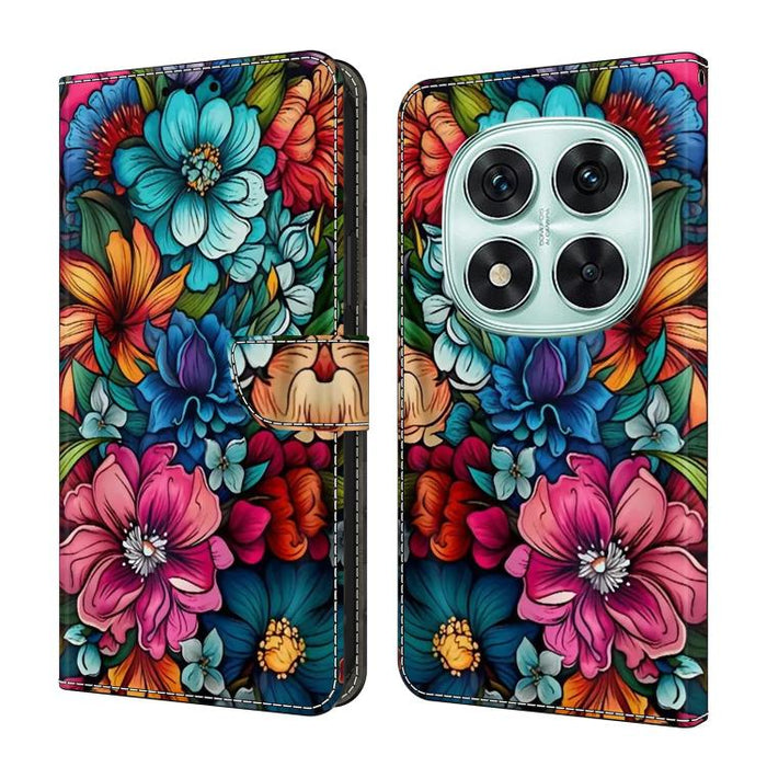 Funda para teléfono de cuero vegano pintado con efecto cristal, For Redmi 14C 4G, For Redmi 13C 4G / 5G, For Redmi K70E / Poco X6 Pro