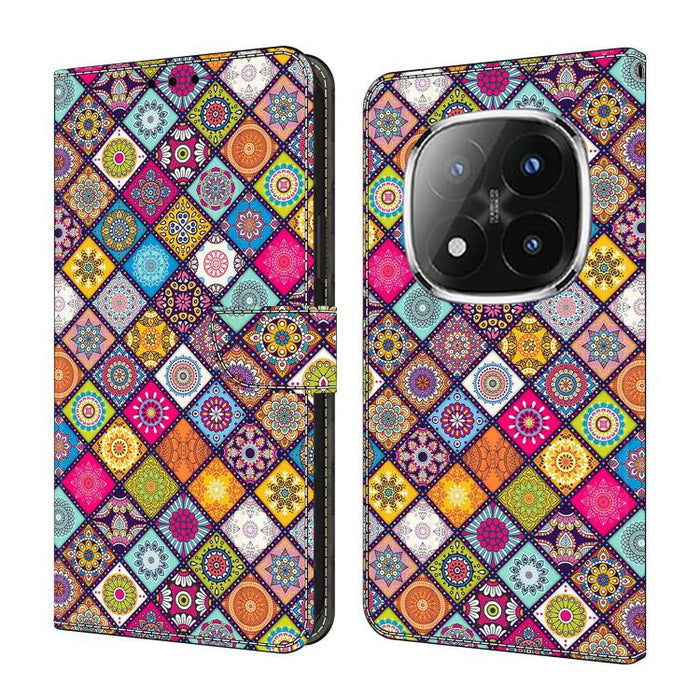 Funda para teléfono de cuero vegano pintado con efecto cristal, For Redmi Note 14 4G 164.84mm, For Redmi Note 14 Pro+ 5G / Poco X7, For Redmi Note 14 Pro 4G, For Redmi Note 14 4G 163.25mm, For Redmi Note 14 5G, For Redmi Note 14 Pro 5G