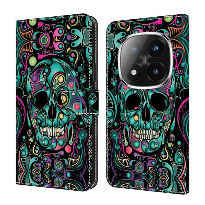 Funda para teléfono de cuero vegano pintado con efecto cristal, For Redmi Note 14 4G 164.84mm, For Redmi Note 14 Pro+ 5G / Poco X7, For Redmi Note 14 Pro 4G, For Redmi Note 14 4G 163.25mm, For Redmi Note 14 5G, For Redmi Note 14 Pro 5G