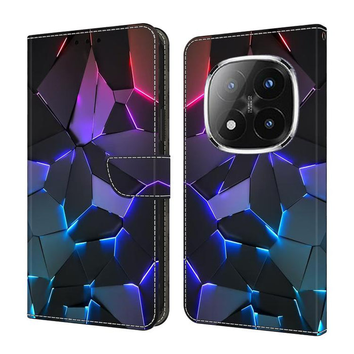Funda para teléfono de cuero vegano pintado con efecto cristal, For Redmi Note 14 4G 164.84mm, For Redmi Note 14 Pro+ 5G / Poco X7, For Redmi Note 14 Pro 4G, For Redmi Note 14 4G 163.25mm, For Redmi Note 14 5G, For Redmi Note 14 Pro 5G