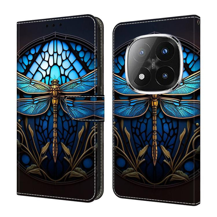 Funda para teléfono de cuero vegano pintado con efecto cristal, For Redmi Note 14 4G 164.84mm, For Redmi Note 14 Pro+ 5G / Poco X7, For Redmi Note 14 Pro 4G, For Redmi Note 14 4G 163.25mm, For Redmi Note 14 5G, For Redmi Note 14 Pro 5G