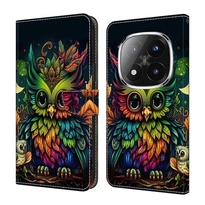 Funda para teléfono de cuero vegano pintado con efecto cristal, For Redmi Note 14 4G 164.84mm, For Redmi Note 14 Pro+ 5G / Poco X7, For Redmi Note 14 Pro 4G, For Redmi Note 14 4G 163.25mm, For Redmi Note 14 5G, For Redmi Note 14 Pro 5G