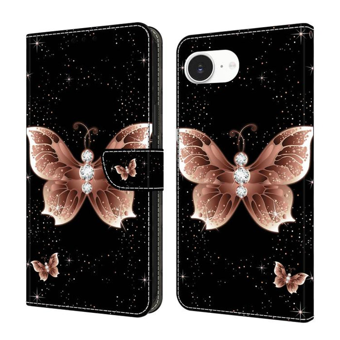 Funda para teléfono de cuero vegano pintado con efecto cristal, For iPhone 17e / 16e, For iPhone 17 Pro Max, For iPhone 17 Pro, For iPhone 17, For iPhone Air