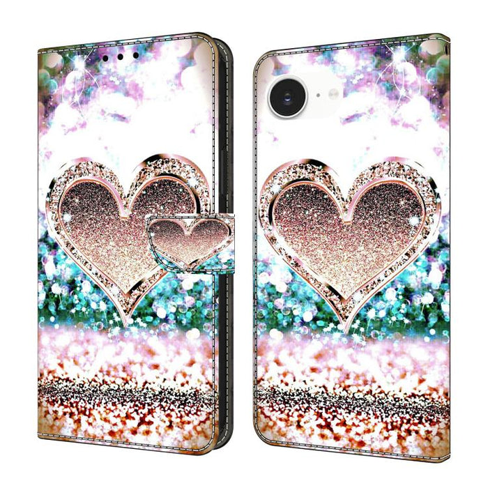 Funda para teléfono de cuero vegano pintado con efecto cristal, For iPhone 17e / 16e, For iPhone 17 Pro Max, For iPhone 17 Pro, For iPhone 17, For iPhone Air