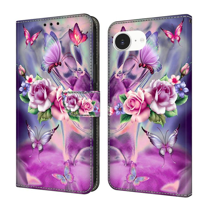 Funda para teléfono de cuero vegano pintado con efecto cristal, For iPhone 17e / 16e, For iPhone 17 Pro Max, For iPhone 17 Pro, For iPhone 17, For iPhone Air