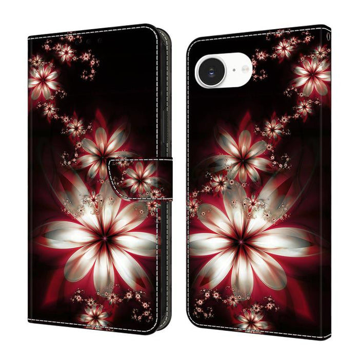 Funda para teléfono de cuero vegano pintado con efecto cristal, For iPhone 17e / 16e, For iPhone 17 Pro Max, For iPhone 17 Pro, For iPhone 17, For iPhone Air