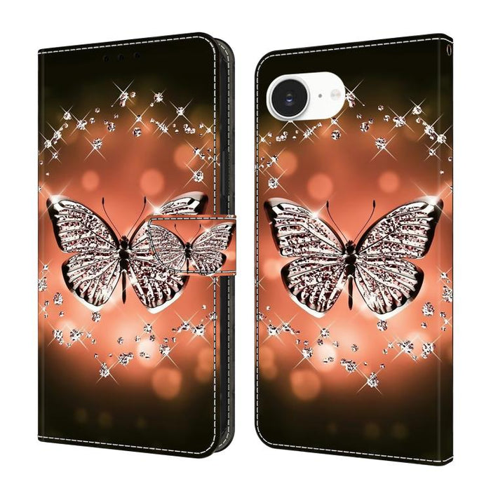 Funda para teléfono de cuero vegano pintado con efecto cristal, For iPhone 17e / 16e, For iPhone 17 Pro Max, For iPhone 17 Pro, For iPhone 17, For iPhone Air