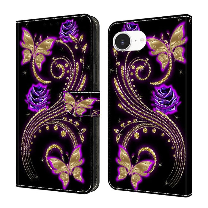 Funda para teléfono de cuero vegano pintado con efecto cristal, For iPhone 17e / 16e, For iPhone 17 Pro Max, For iPhone 17 Pro, For iPhone 17, For iPhone Air