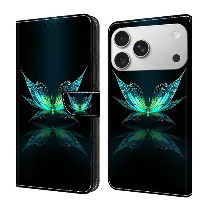 Funda para teléfono de cuero vegano pintado con efecto cristal, For iPhone 17e / 16e, For iPhone 17 Pro Max, For iPhone 17 Pro, For iPhone 17, For iPhone Air