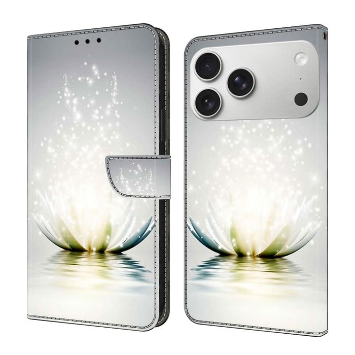 Funda para teléfono de cuero vegano pintado con efecto cristal, For iPhone 17e / 16e, For iPhone 17 Pro Max, For iPhone 17 Pro, For iPhone 17, For iPhone Air