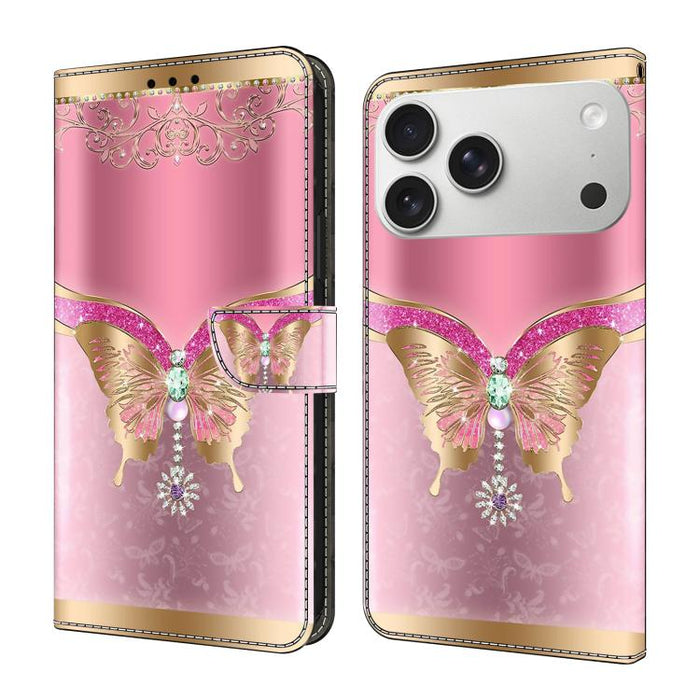 Funda para teléfono de cuero vegano pintado con efecto cristal, For iPhone 17e / 16e, For iPhone 17 Pro Max, For iPhone 17 Pro, For iPhone 17, For iPhone Air