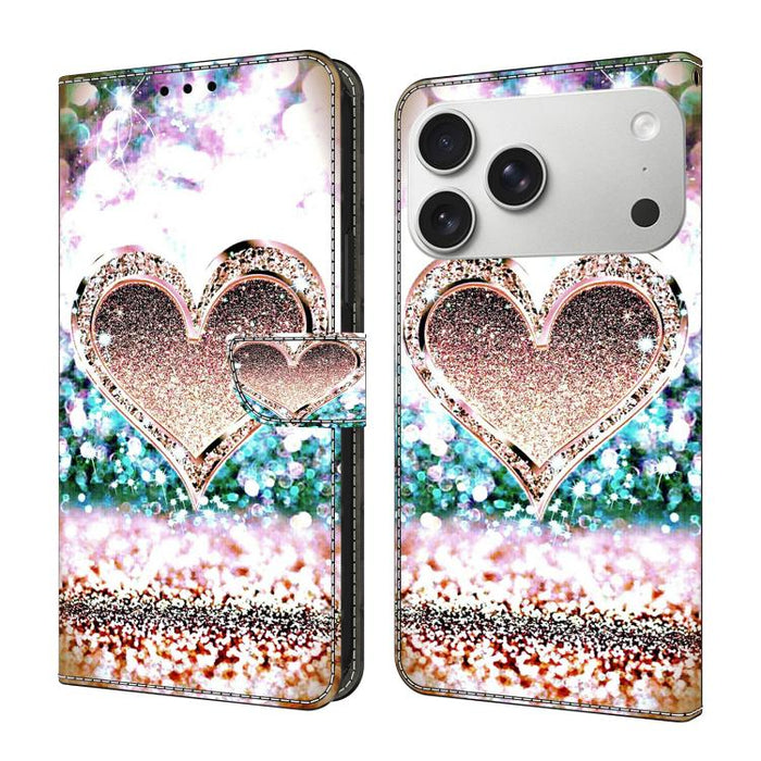 Funda para teléfono de cuero vegano pintado con efecto cristal, For iPhone 17e / 16e, For iPhone 17 Pro Max, For iPhone 17 Pro, For iPhone 17, For iPhone Air