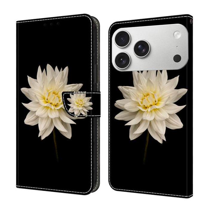 Funda para teléfono de cuero vegano pintado con efecto cristal, For iPhone 17e / 16e, For iPhone 17 Pro Max, For iPhone 17 Pro, For iPhone 17, For iPhone Air