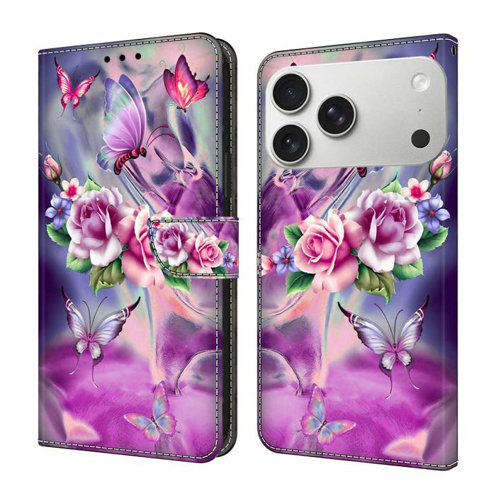 Funda para teléfono de cuero vegano pintado con efecto cristal, For iPhone 17e / 16e, For iPhone 17 Pro Max, For iPhone 17 Pro, For iPhone 17, For iPhone Air
