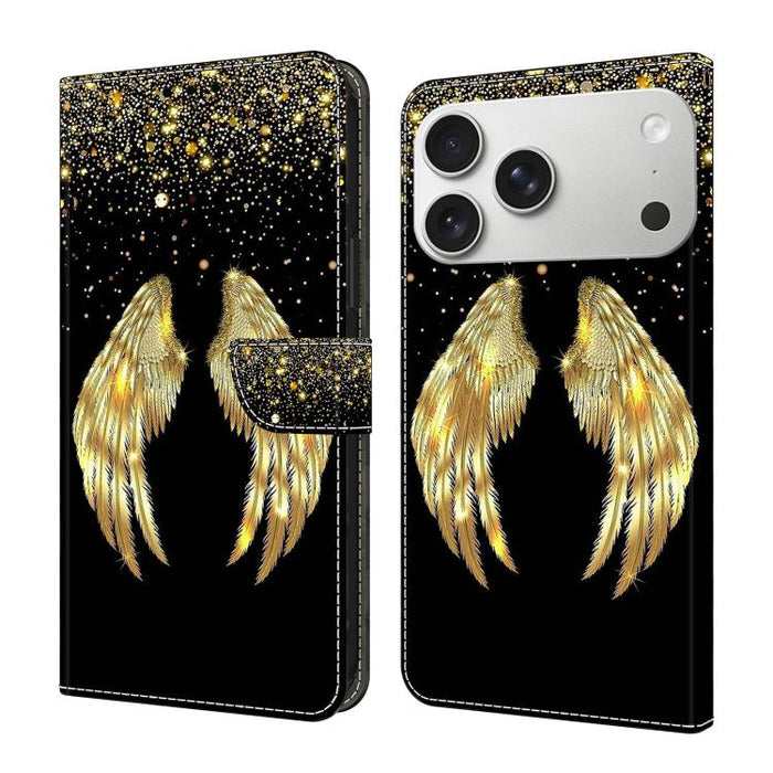 Funda para teléfono de cuero vegano pintado con efecto cristal, For iPhone 17e / 16e, For iPhone 17 Pro Max, For iPhone 17 Pro, For iPhone 17, For iPhone Air