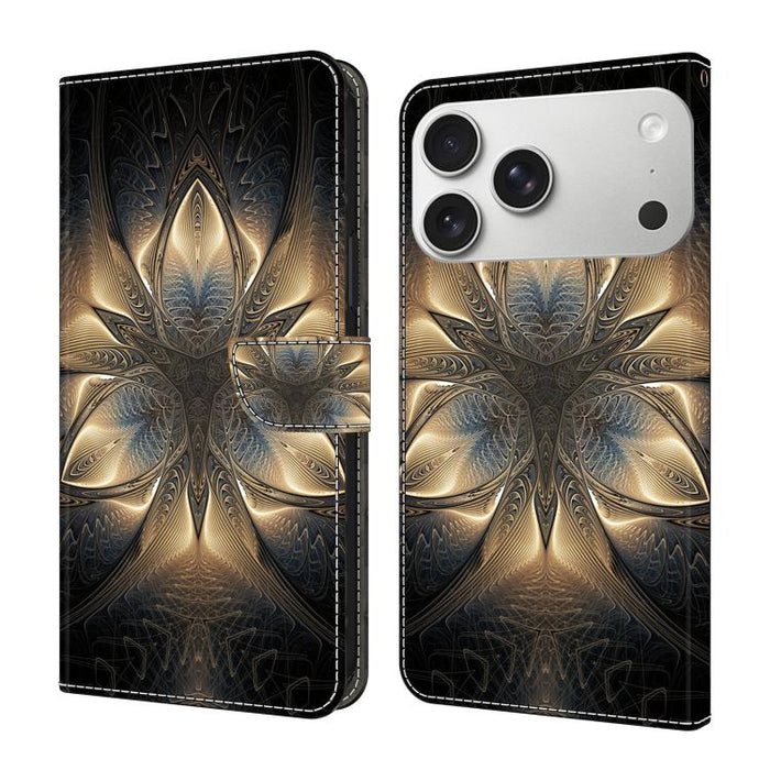 Funda para teléfono de cuero vegano pintado con efecto cristal, For iPhone 17e / 16e, For iPhone 17 Pro Max, For iPhone 17 Pro, For iPhone 17, For iPhone Air