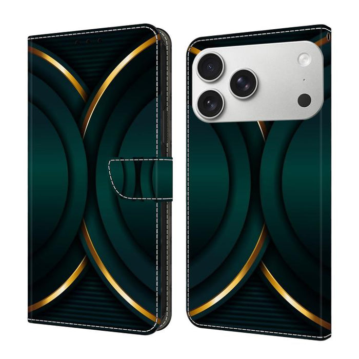 Funda para teléfono de cuero vegano pintado con efecto cristal, For iPhone 17e / 16e, For iPhone 17 Pro Max, For iPhone 17 Pro, For iPhone 17, For iPhone Air
