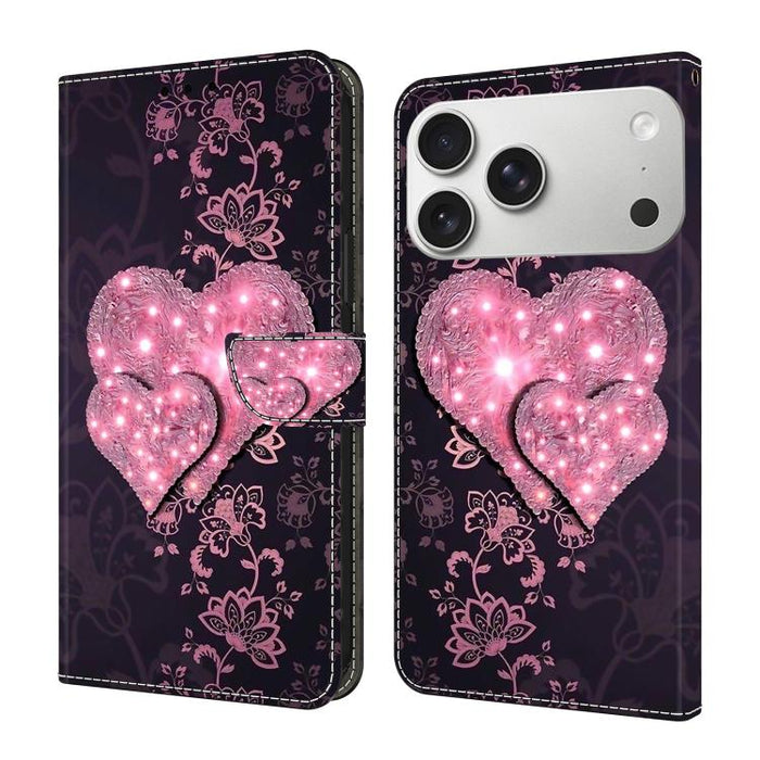 Funda para teléfono de cuero vegano pintado con efecto cristal, For iPhone 17e / 16e, For iPhone 17 Pro Max, For iPhone 17 Pro, For iPhone 17, For iPhone Air