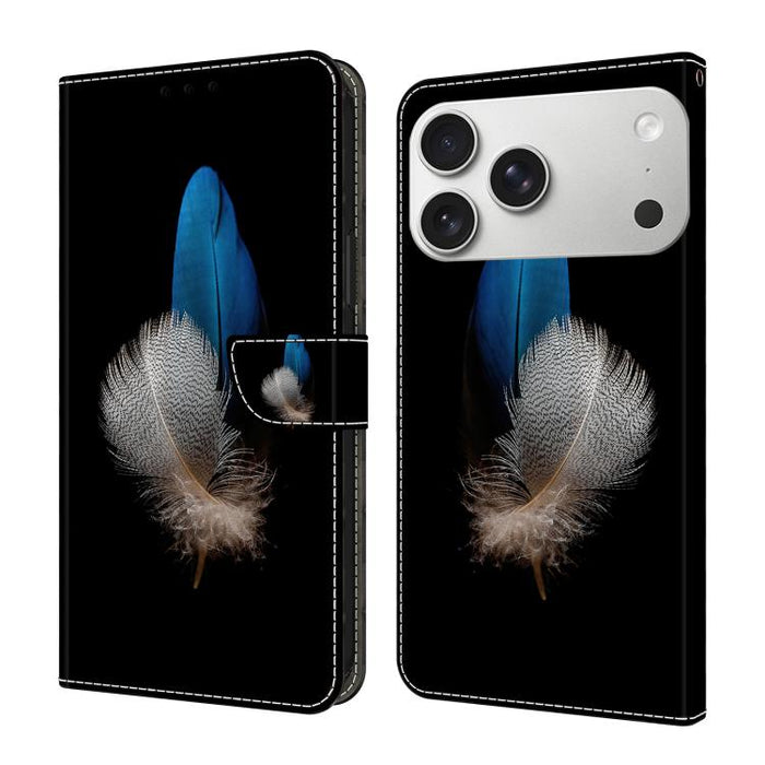 Funda para teléfono de cuero vegano pintado con efecto cristal, For iPhone 17e / 16e, For iPhone 17 Pro Max, For iPhone 17 Pro, For iPhone 17, For iPhone Air