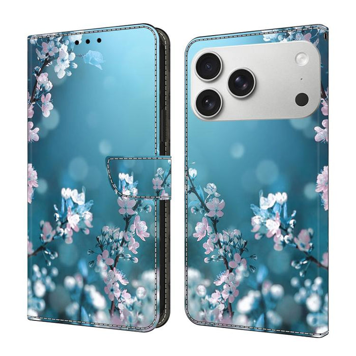 Funda para teléfono de cuero vegano pintado con efecto cristal, For iPhone 17e / 16e, For iPhone 17 Pro Max, For iPhone 17 Pro, For iPhone 17, For iPhone Air