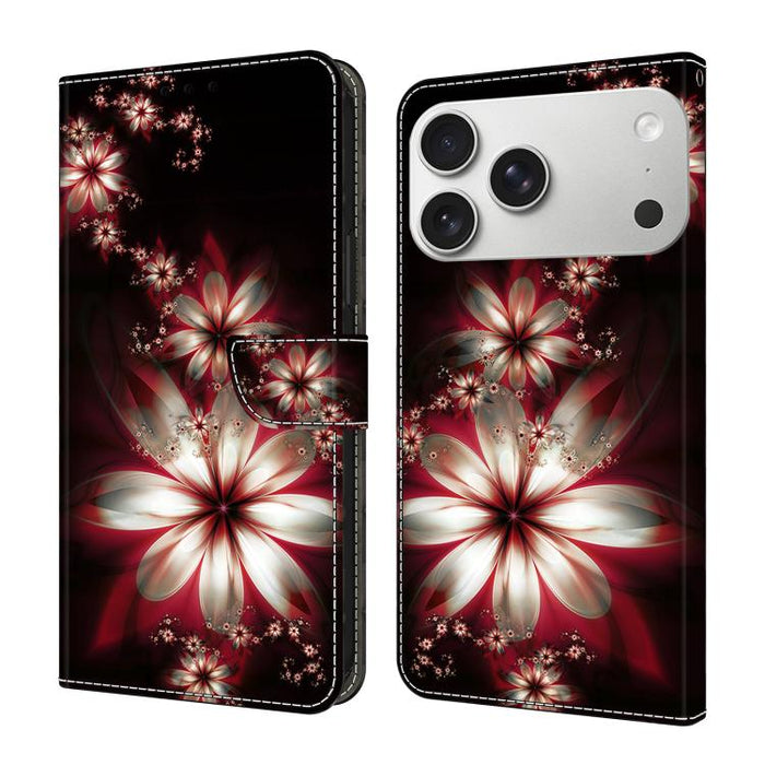 Funda para teléfono de cuero vegano pintado con efecto cristal, For iPhone 17e / 16e, For iPhone 17 Pro Max, For iPhone 17 Pro, For iPhone 17, For iPhone Air