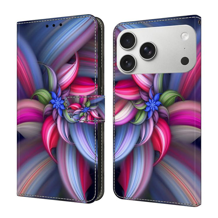 Funda para teléfono de cuero vegano pintado con efecto cristal, For iPhone 17e / 16e, For iPhone 17 Pro Max, For iPhone 17 Pro, For iPhone 17, For iPhone Air