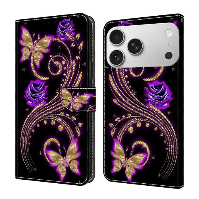 Funda para teléfono de cuero vegano pintado con efecto cristal, For iPhone 17e / 16e, For iPhone 17 Pro Max, For iPhone 17 Pro, For iPhone 17, For iPhone Air