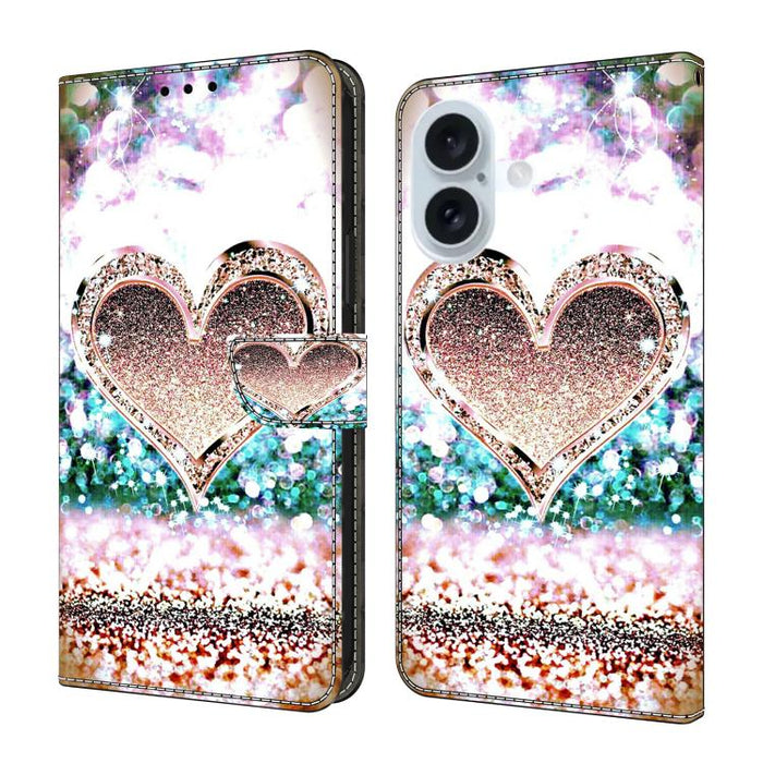 Funda para teléfono de cuero vegano pintado con efecto cristal, For iPhone 17e / 16e, For iPhone 17 Pro Max, For iPhone 17 Pro, For iPhone 17, For iPhone Air