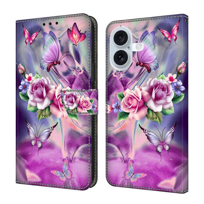 Funda para teléfono de cuero vegano pintado con efecto cristal, For iPhone 17e / 16e, For iPhone 17 Pro Max, For iPhone 17 Pro, For iPhone 17, For iPhone Air