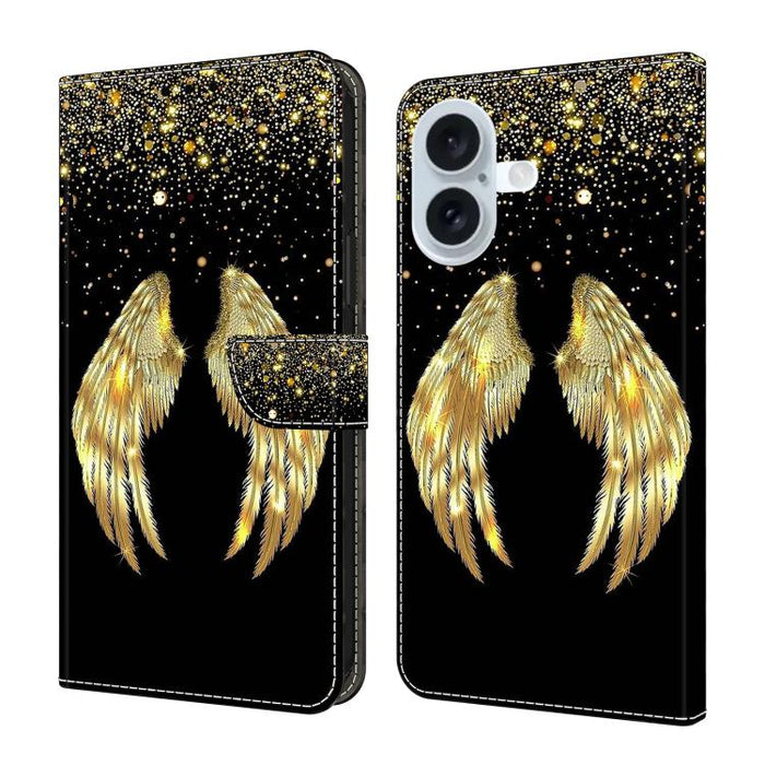 Funda para teléfono de cuero vegano pintado con efecto cristal, For iPhone 17e / 16e, For iPhone 17 Pro Max, For iPhone 17 Pro, For iPhone 17, For iPhone Air