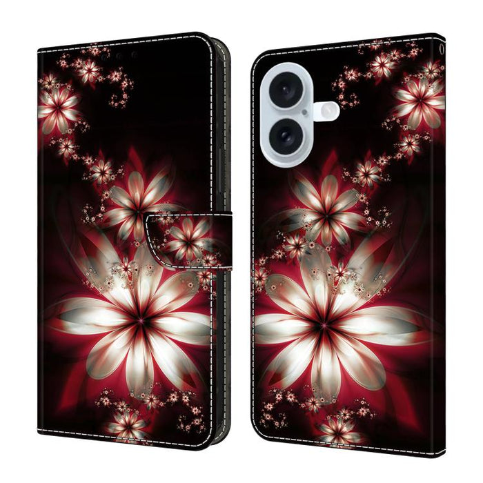 Funda para teléfono de cuero vegano pintado con efecto cristal, For iPhone 17e / 16e, For iPhone 17 Pro Max, For iPhone 17 Pro, For iPhone 17, For iPhone Air