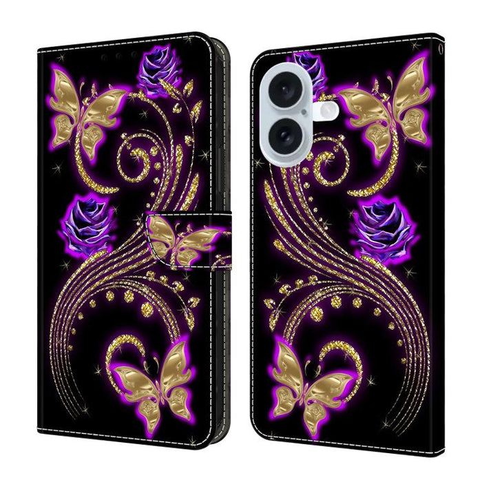 Funda para teléfono de cuero vegano pintado con efecto cristal, For iPhone 17e / 16e, For iPhone 17 Pro Max, For iPhone 17 Pro, For iPhone 17, For iPhone Air
