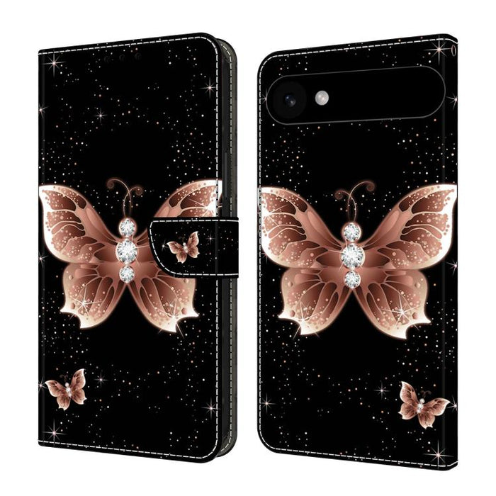 Funda para teléfono de cuero vegano pintado con efecto cristal, For iPhone 17e / 16e, For iPhone 17 Pro Max, For iPhone 17 Pro, For iPhone 17, For iPhone Air